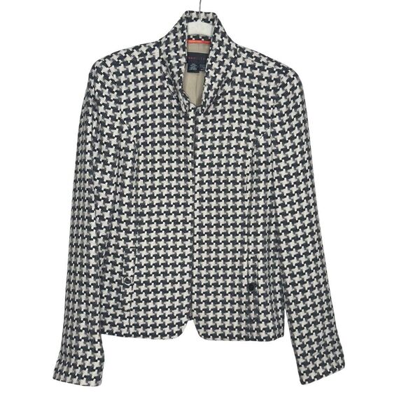 Nina McLemore Jacket Womens 6 Houndstooth Wool Silk Lined Classic Made in USA - Picture 1 of 8